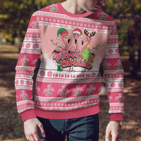 Flamingo Pink Christmas Ugly Christmas Sweater Fa La La La Min Go - Wonder Print Shop