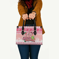 Flamingo Pink Christmas Leather Bag Fa La La La Min Go - Wonder Print Shop