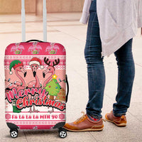 Flamingo Pink Christmas Luggage Cover Fa La La La Min Go - Wonder Print Shop