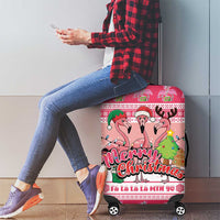 Flamingo Pink Christmas Luggage Cover Fa La La La Min Go - Wonder Print Shop