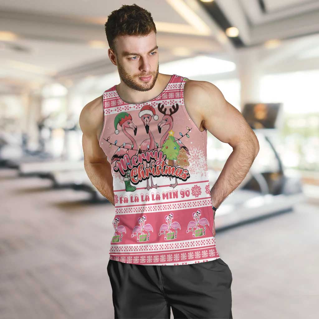 Flamingo Pink Christmas Men Tank Top Fa La La La Min Go - Wonder Print Shop