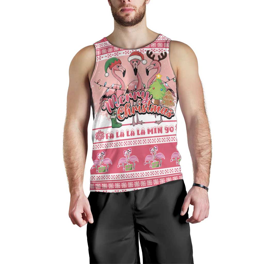 Flamingo Pink Christmas Men Tank Top Fa La La La Min Go - Wonder Print Shop