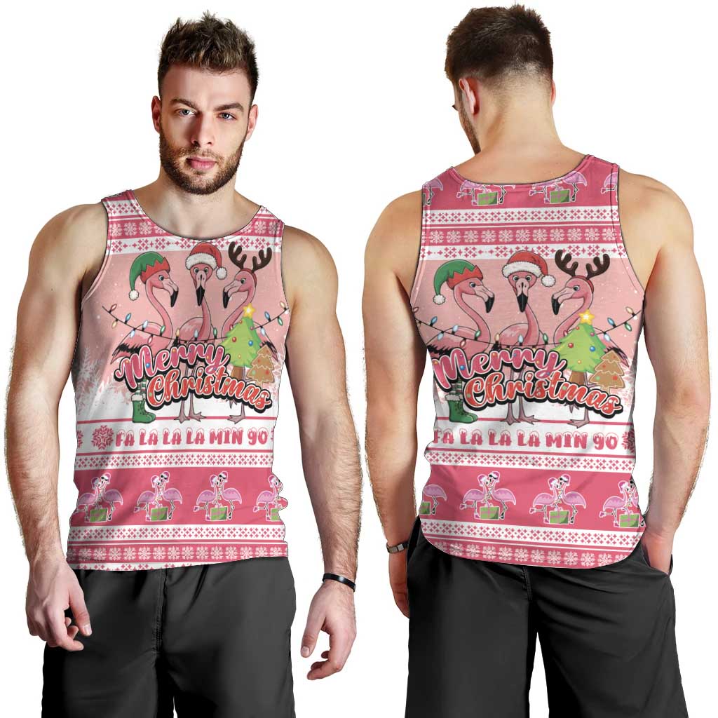 Flamingo Pink Christmas Men Tank Top Fa La La La Min Go - Wonder Print Shop