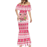 Flamingo Pink Christmas Mermaid Dress Fa La La La Min Go - Wonder Print Shop