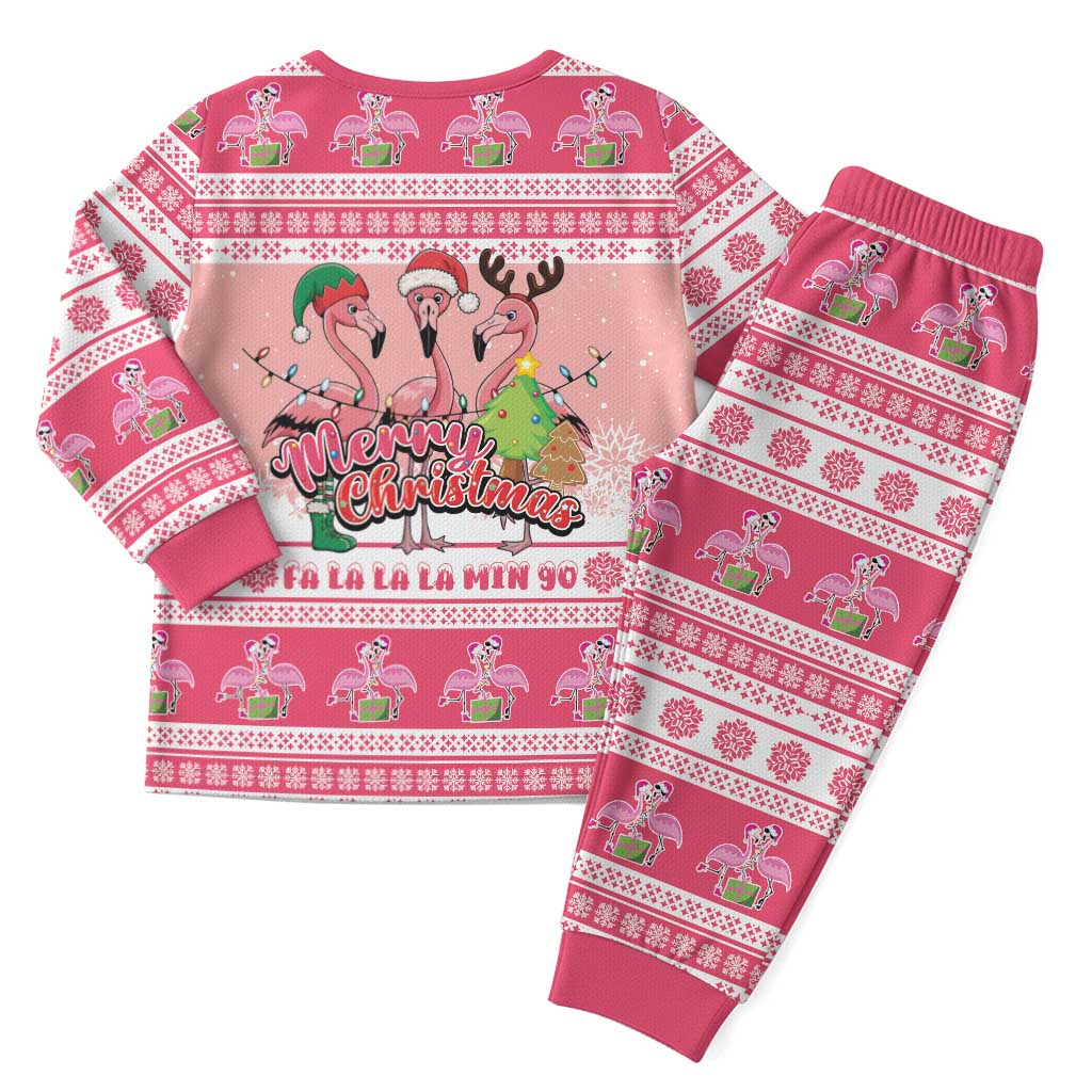 Flamingo Pink Christmas Pajama Set Fa La La La Min Go - Wonder Print Shop