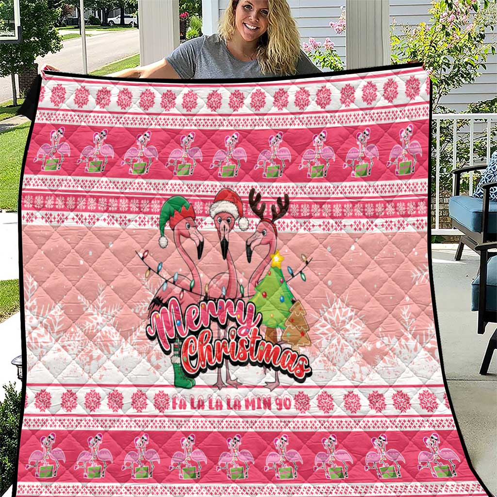Flamingo Pink Christmas Quilt Fa La La La Min Go - Wonder Print Shop
