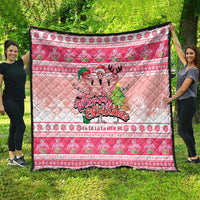 Flamingo Pink Christmas Quilt Fa La La La Min Go - Wonder Print Shop