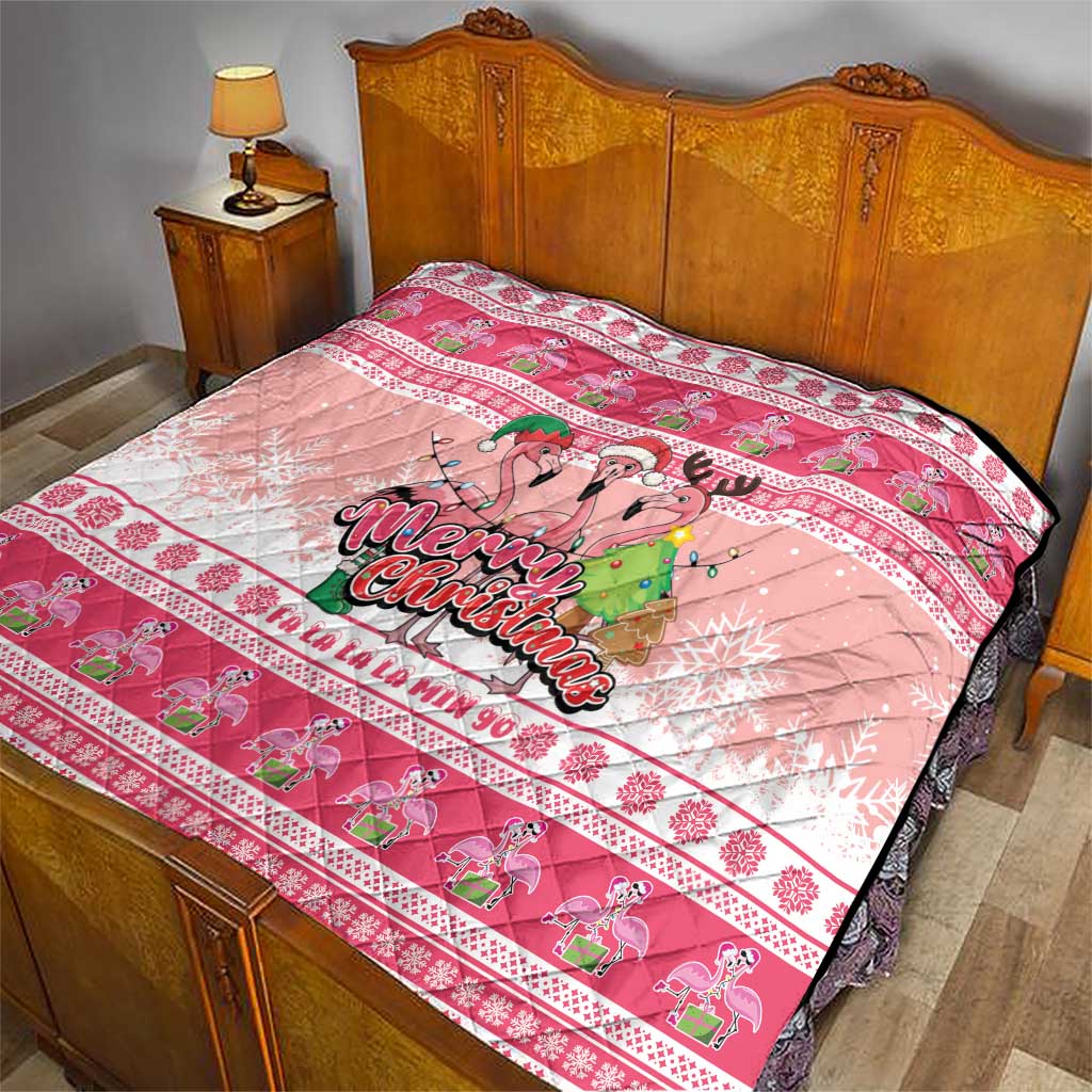 Flamingo Pink Christmas Quilt Fa La La La Min Go - Wonder Print Shop
