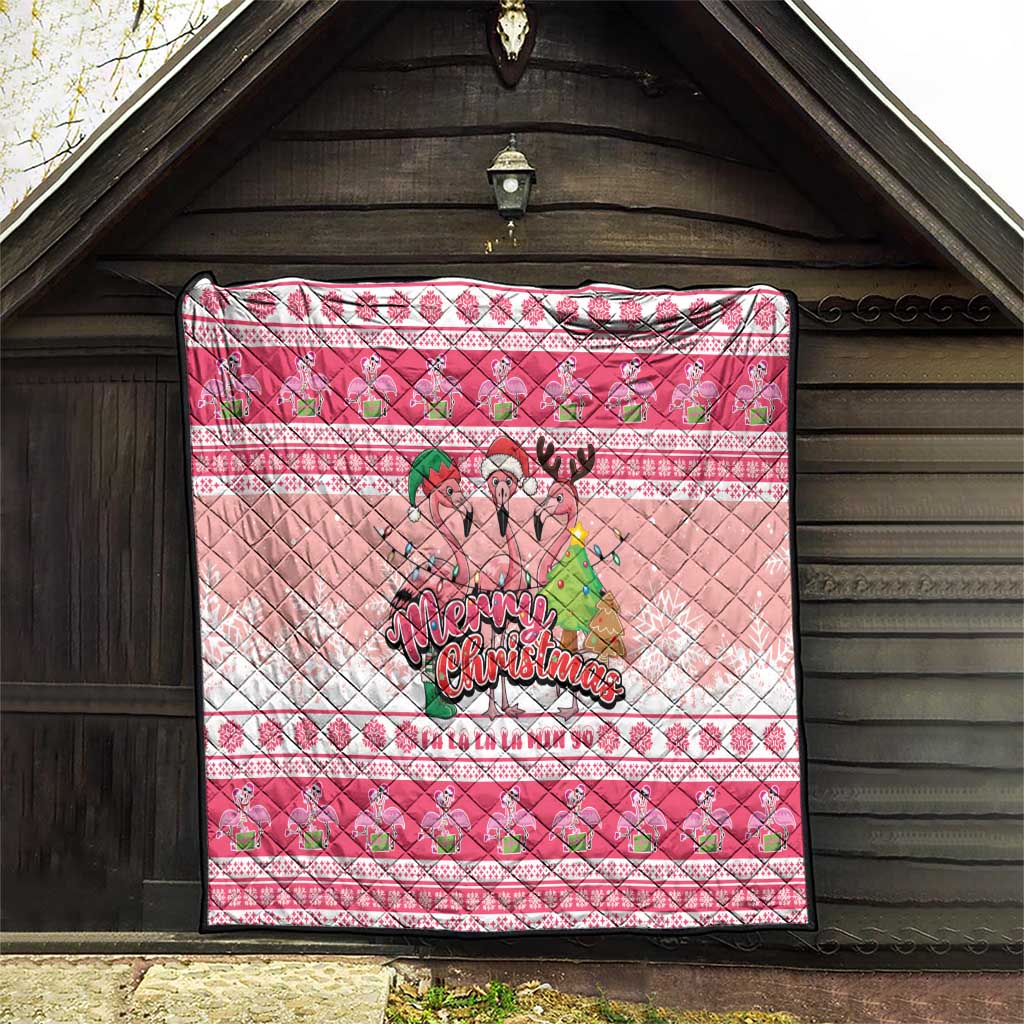 Flamingo Pink Christmas Quilt Fa La La La Min Go - Wonder Print Shop