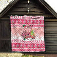 Flamingo Pink Christmas Quilt Fa La La La Min Go - Wonder Print Shop