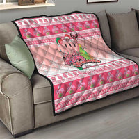Flamingo Pink Christmas Quilt Fa La La La Min Go - Wonder Print Shop