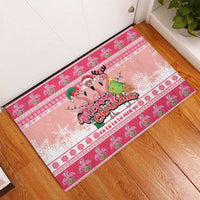 Flamingo Pink Christmas Rubber Doormat Fa La La La Min Go - Wonder Print Shop