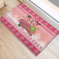 Flamingo Pink Christmas Rubber Doormat Fa La La La Min Go - Wonder Print Shop