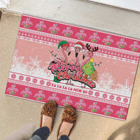 Flamingo Pink Christmas Rubber Doormat Fa La La La Min Go - Wonder Print Shop