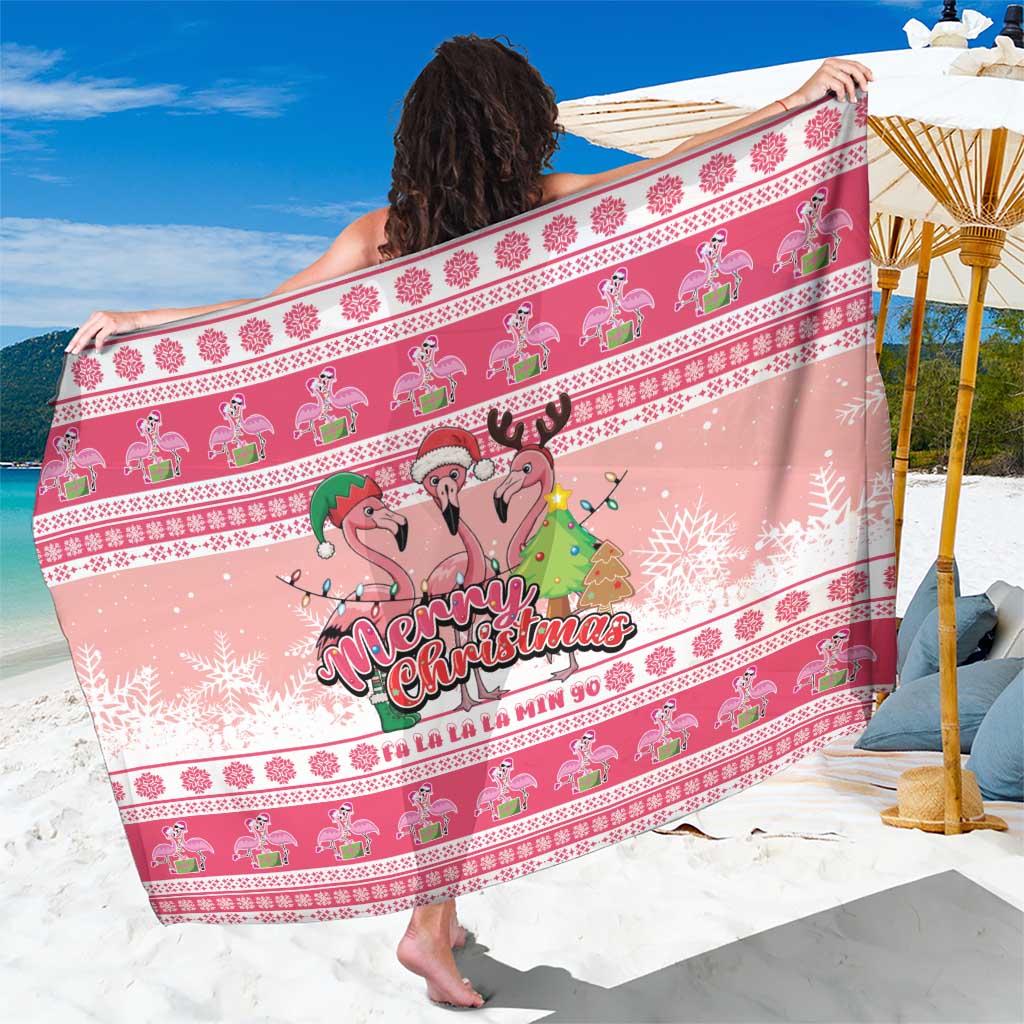 Flamingo Pink Christmas Sarong Fa La La La Min Go - Wonder Print Shop