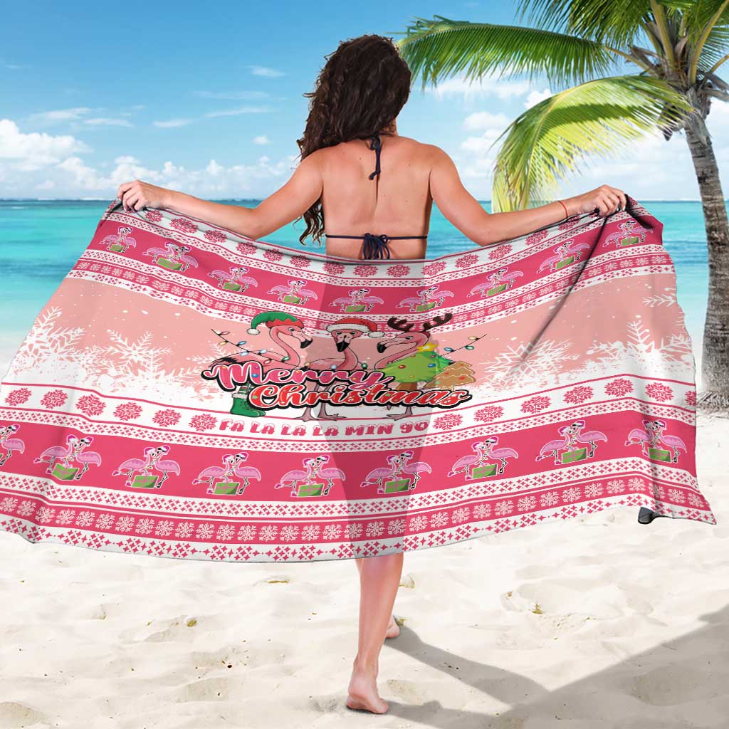 Flamingo Pink Christmas Sarong Fa La La La Min Go - Wonder Print Shop