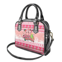 Flamingo Pink Christmas Shoulder Handbag Fa La La La Min Go - Wonder Print Shop
