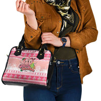 Flamingo Pink Christmas Shoulder Handbag Fa La La La Min Go - Wonder Print Shop