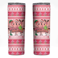 Flamingo Pink Christmas Skinny Tumbler Fa La La La Min Go - Wonder Print Shop