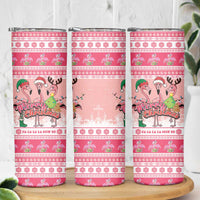 Flamingo Pink Christmas Skinny Tumbler Fa La La La Min Go - Wonder Print Shop