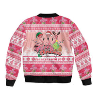 Flamingo Pink Christmas Sleeve Zip Bomber Jacket Fa La La La Min Go - Wonder Print Shop