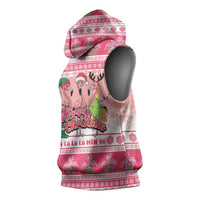 Flamingo Pink Christmas Sleeveless Hoodie Fa La La La Min Go - Wonder Print Shop