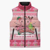 Flamingo Pink Christmas Sleeveless Puffer Jacket Fa La La La Min Go - Wonder Print Shop