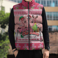 Flamingo Pink Christmas Sleeveless Puffer Jacket Fa La La La Min Go - Wonder Print Shop