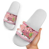Flamingo Pink Christmas Slide Sandals Fa La La La Min Go - Wonder Print Shop