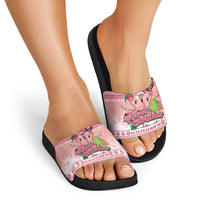 Flamingo Pink Christmas Slide Sandals Fa La La La Min Go - Wonder Print Shop