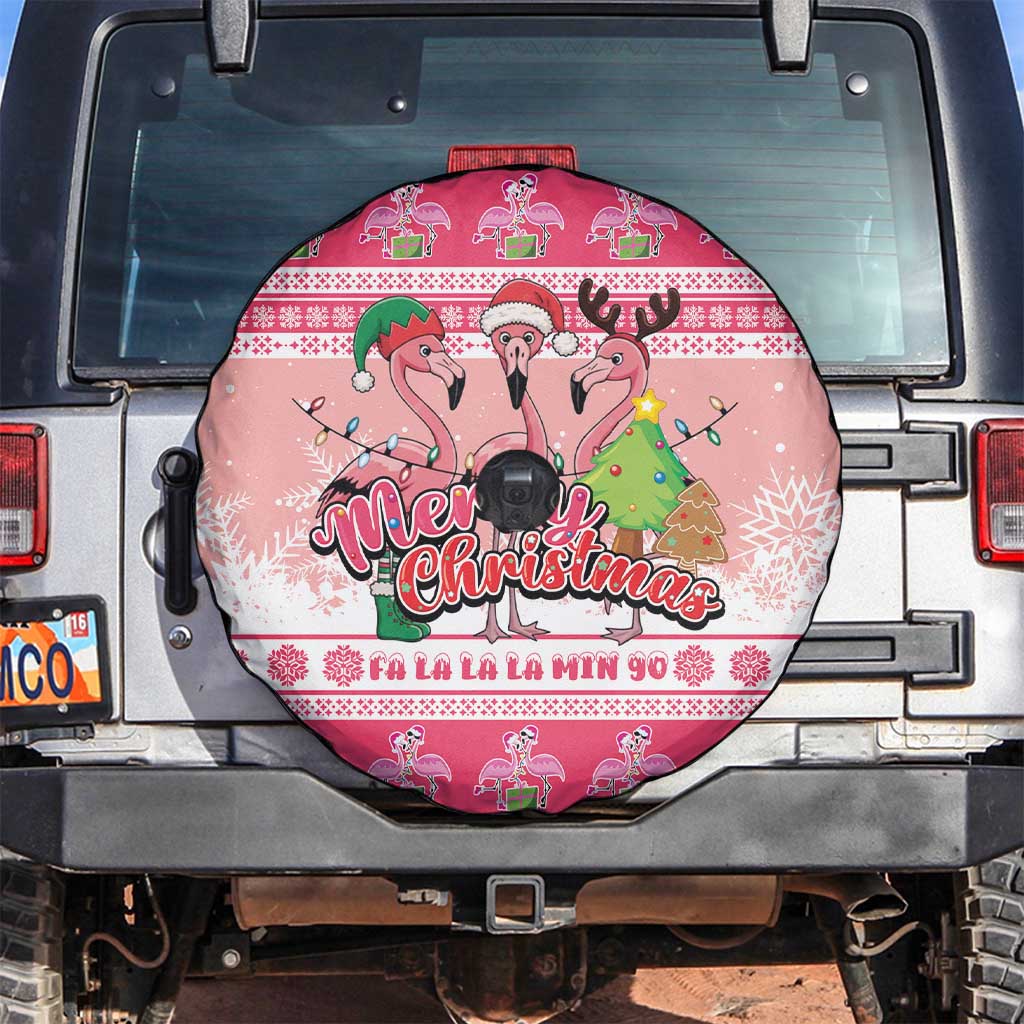 Flamingo Pink Christmas Spare Tire Cover Fa La La La Min Go - Wonder Print Shop