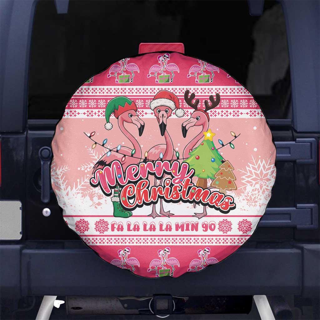 Flamingo Pink Christmas Spare Tire Cover Fa La La La Min Go - Wonder Print Shop