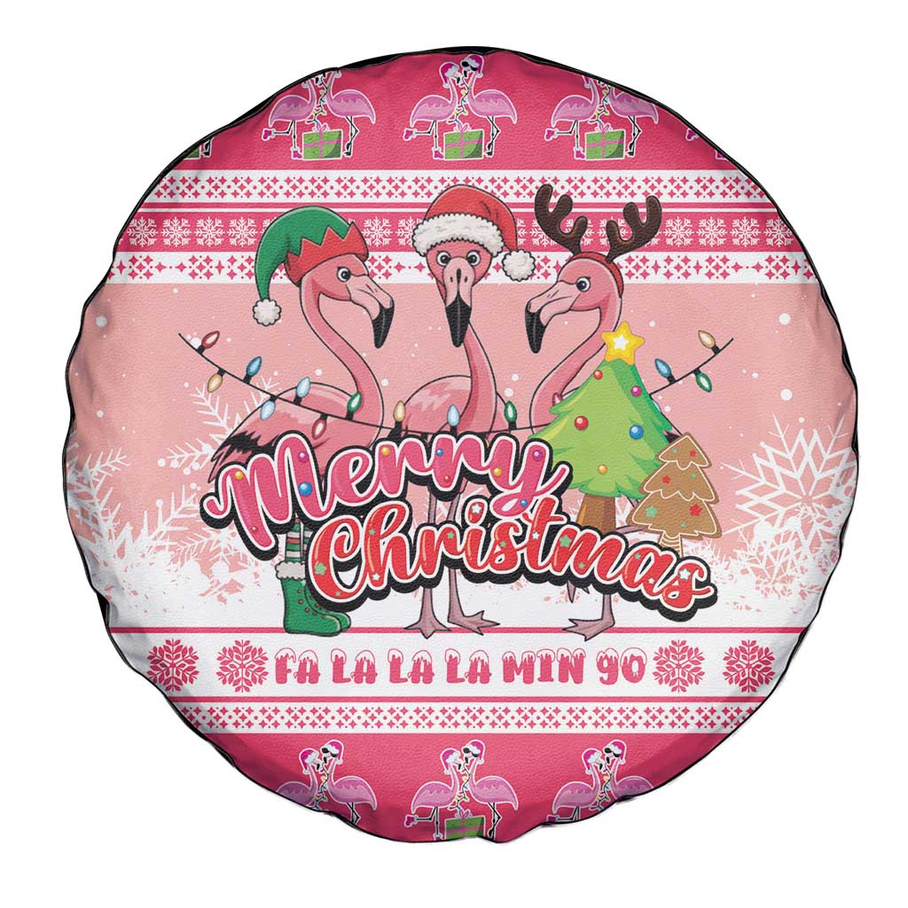 Flamingo Pink Christmas Spare Tire Cover Fa La La La Min Go - Wonder Print Shop