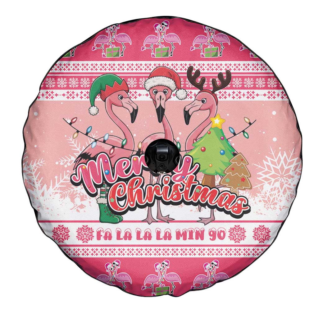 Flamingo Pink Christmas Spare Tire Cover Fa La La La Min Go - Wonder Print Shop