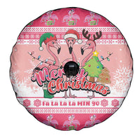 Flamingo Pink Christmas Spare Tire Cover Fa La La La Min Go - Wonder Print Shop