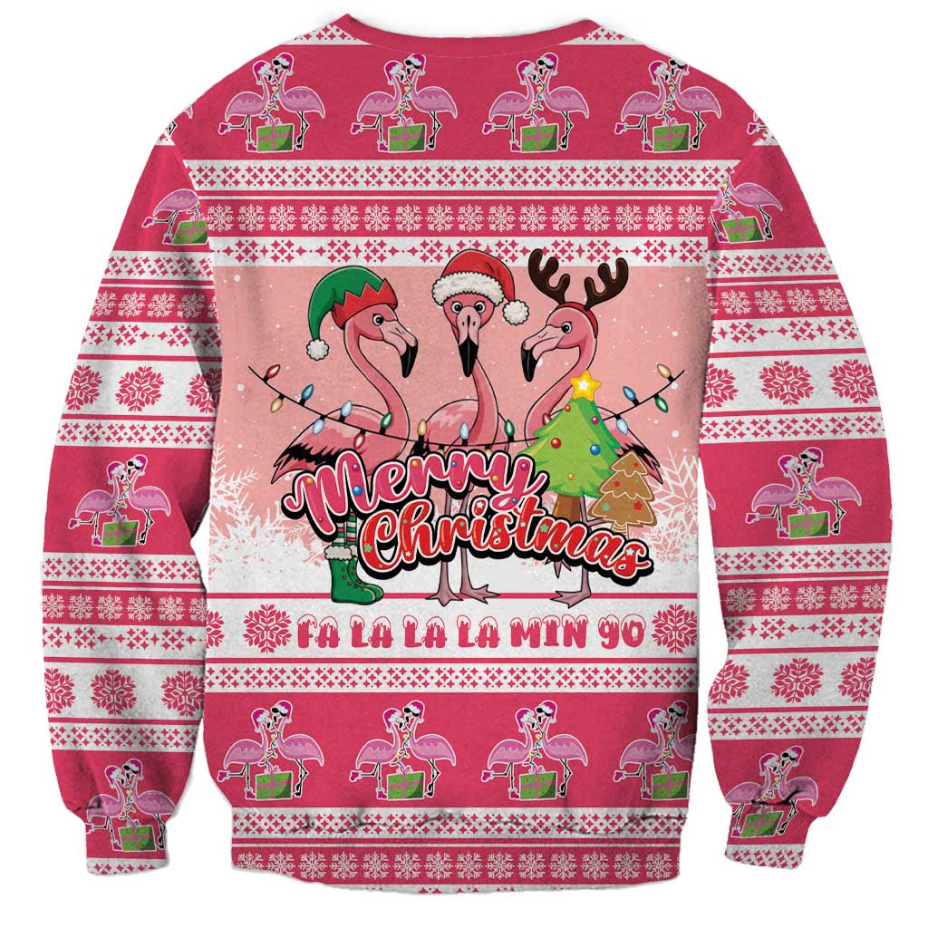 Flamingo Pink Christmas Sweatshirt Fa La La La Min Go - Wonder Print Shop
