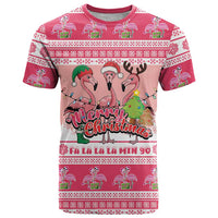 Flamingo Pink Christmas T Shirt Fa La La La Min Go - Wonder Print Shop