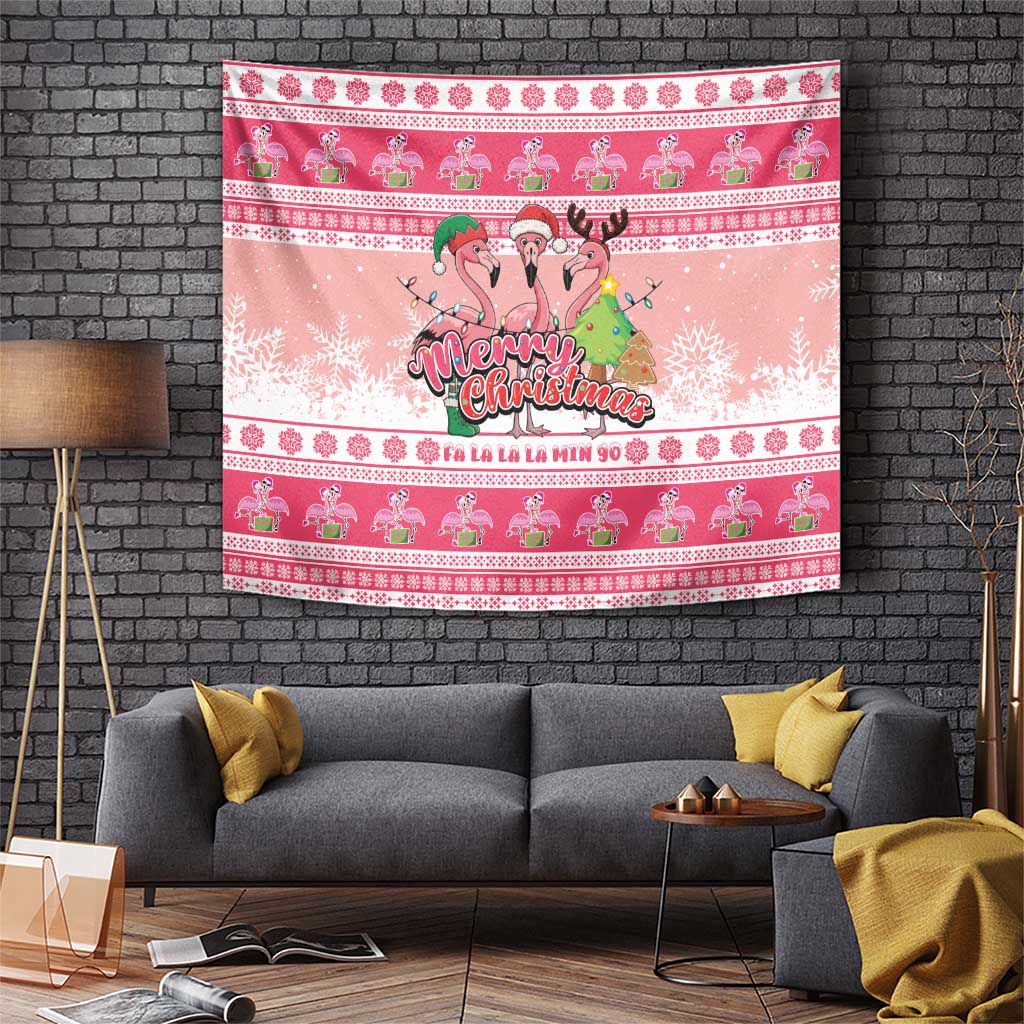 Flamingo Pink Christmas Tapestry Fa La La La Min Go - Wonder Print Shop