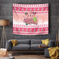 Flamingo Pink Christmas Tapestry Fa La La La Min Go - Wonder Print Shop