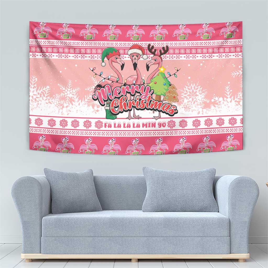 Flamingo Pink Christmas Tapestry Fa La La La Min Go - Wonder Print Shop