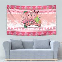 Flamingo Pink Christmas Tapestry Fa La La La Min Go - Wonder Print Shop