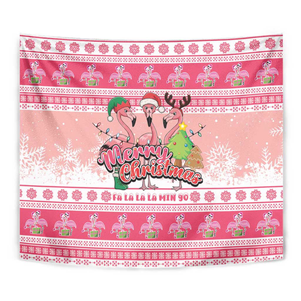 Flamingo Pink Christmas Tapestry Fa La La La Min Go - Wonder Print Shop