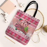 Flamingo Pink Christmas Tote Bag Fa La La La Min Go - Wonder Print Shop