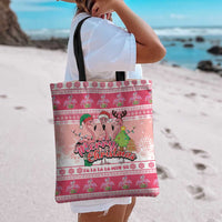 Flamingo Pink Christmas Tote Bag Fa La La La Min Go - Wonder Print Shop