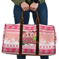 Flamingo Pink Christmas Travel Bag Fa La La La Min Go - Wonder Print Shop