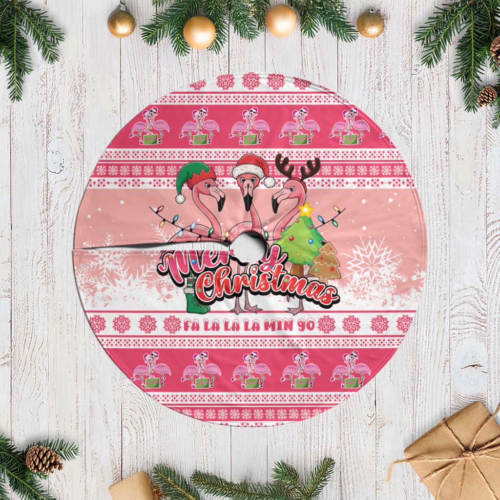 Flamingo Pink Christmas Tree Skirt Fa La La La Min Go - Wonder Print Shop