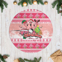 Flamingo Pink Christmas Tree Skirt Fa La La La Min Go - Wonder Print Shop