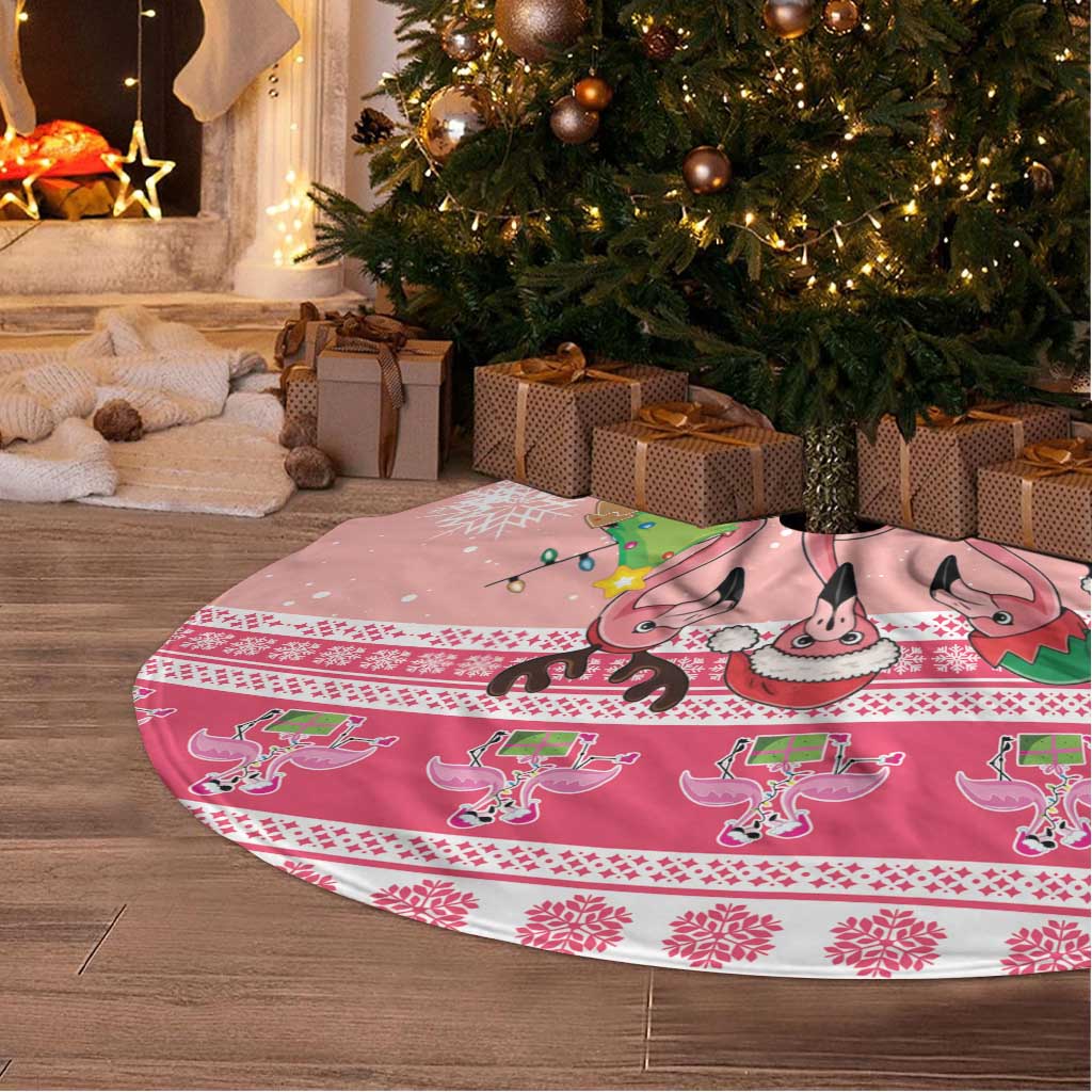 Flamingo Pink Christmas Tree Skirt Fa La La La Min Go - Wonder Print Shop