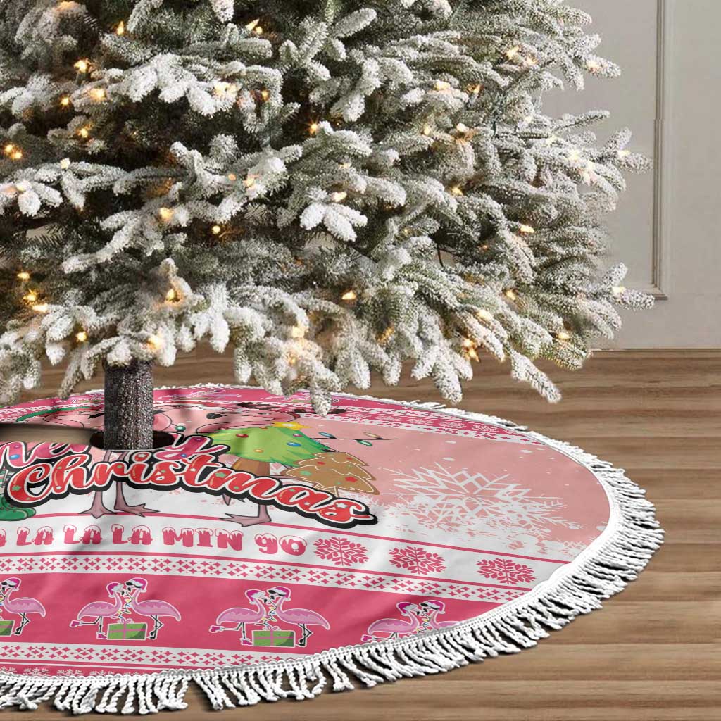Flamingo Pink Christmas Tree Skirt Fa La La La Min Go - Wonder Print Shop