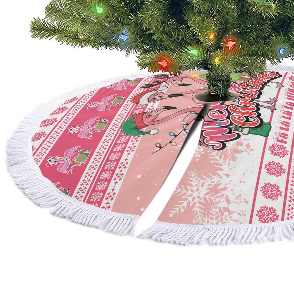 Flamingo Pink Christmas Tree Skirt Fa La La La Min Go - Wonder Print Shop